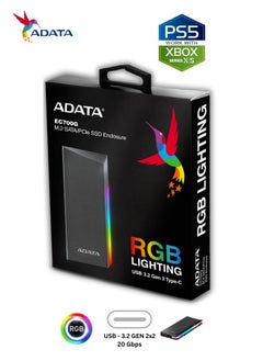 ADATA EC700G M.2 PCIe SATA SSD Enclosure with RGB lighting | USB 3.2 Gen2 |  Compatible with PS5 XBOX  - Image 2