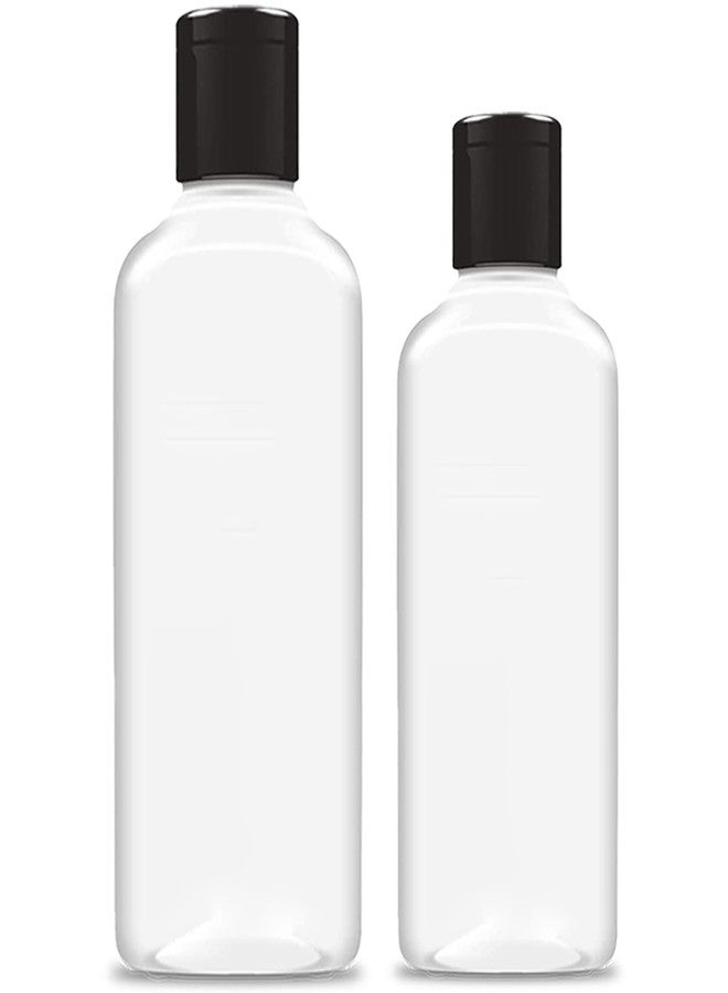 HUNCHA 200ml + 100ml Squeeze Bottles with Flip Top Cap, Empty BPA-Free Refillable Container For Shampoo, Lotions, Liquid Soap, Creams, Liquid Cosmetic Travel Size Transparent Bottle, Set of 2 - Image 1