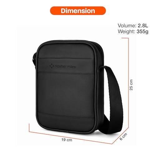 Nasher Miles Compact Sinsa Sling Bag | Crossbody Bag | PU One Shoulder Bag| Multipurpose Travel Bag | Ideal for Daily Use, Office, Travel, Hiking (Black) - Image 5