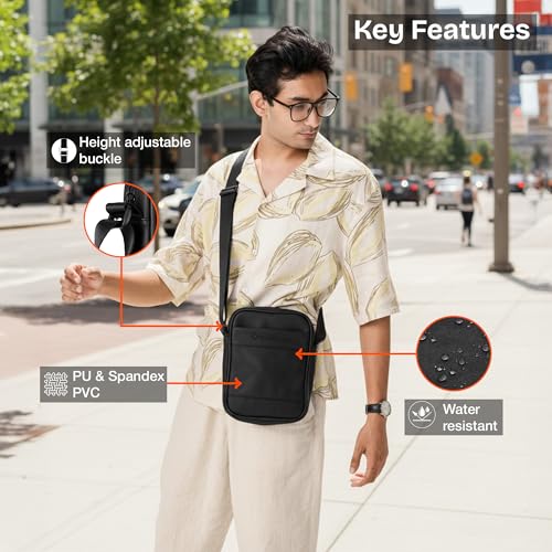 Nasher Miles Compact Sinsa Sling Bag | Crossbody Bag | PU One Shoulder Bag| Multipurpose Travel Bag | Ideal for Daily Use, Office, Travel, Hiking (Black) - Image 2