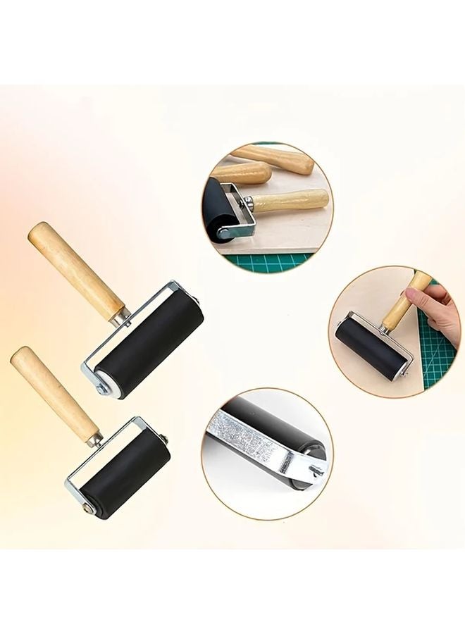 2pcs Heavy Duty Rubber Linoleum Rollers Non Slip Grip for Printing Stamping Flooring - Image 3