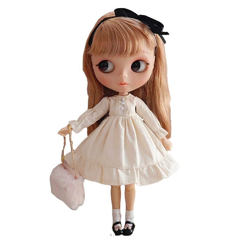XiDonDon ملابس دمى XiDonDon فستان موضة لدمى Blyth وOb24 وLicca وAzone وملابس دمى BJD وإكسسوارات هدايا (مشمش) (ملابس فقط) - Image 5