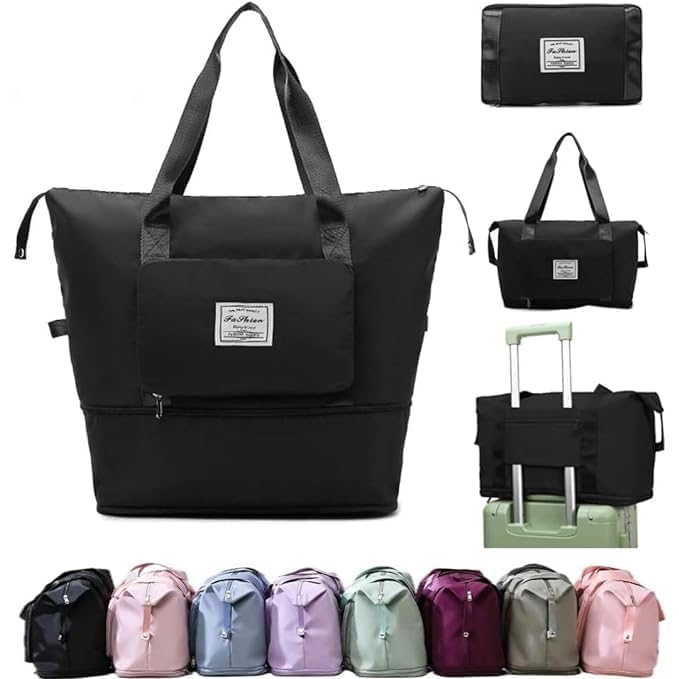 Yatee Foldable Travel Duffel Bag, Expandable Large Capacity Carry Bag, Lightweight Waterproof Weekend Tote Luggage with Shoulder Strap for Men & Women - Image 4
