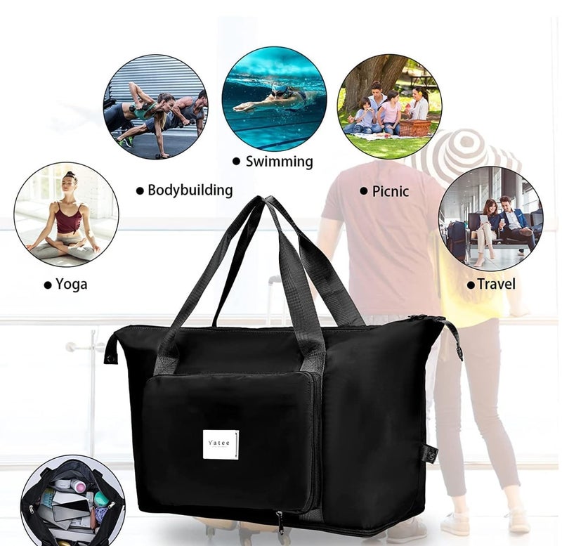 Yatee Foldable Travel Duffel Bag, Expandable Large Capacity Carry Bag, Lightweight Waterproof Weekend Tote Luggage with Shoulder Strap for Men & Women - Image 2