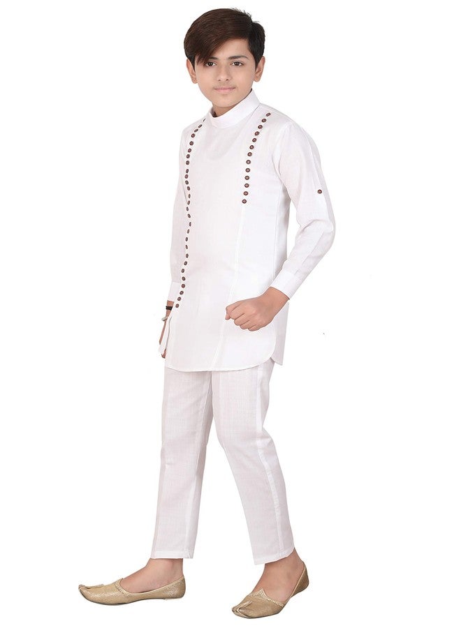 Qtsy Indian Cotton Kurta Set for Boys White - Image 3