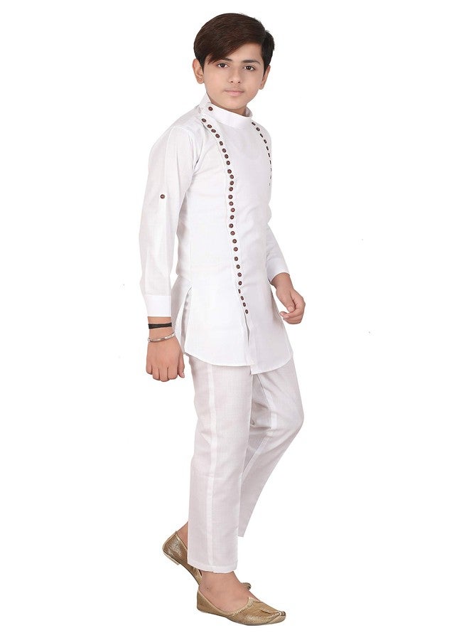 Qtsy Indian Cotton Kurta Set for Boys White - Image 4