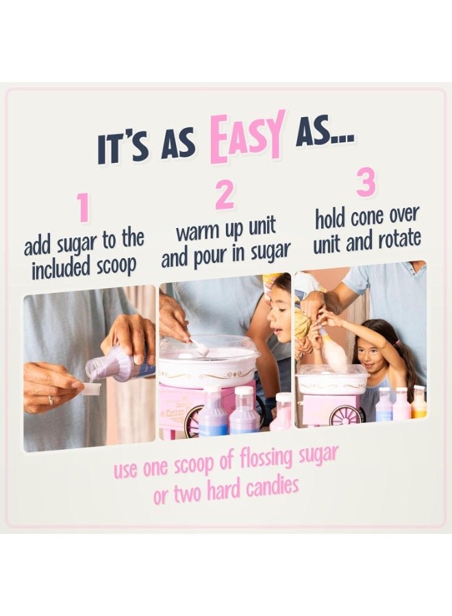 BJM Cotton Candy Maker, Includes 2 Reusable Cones And Sugar Scoop – Pink - Image 2