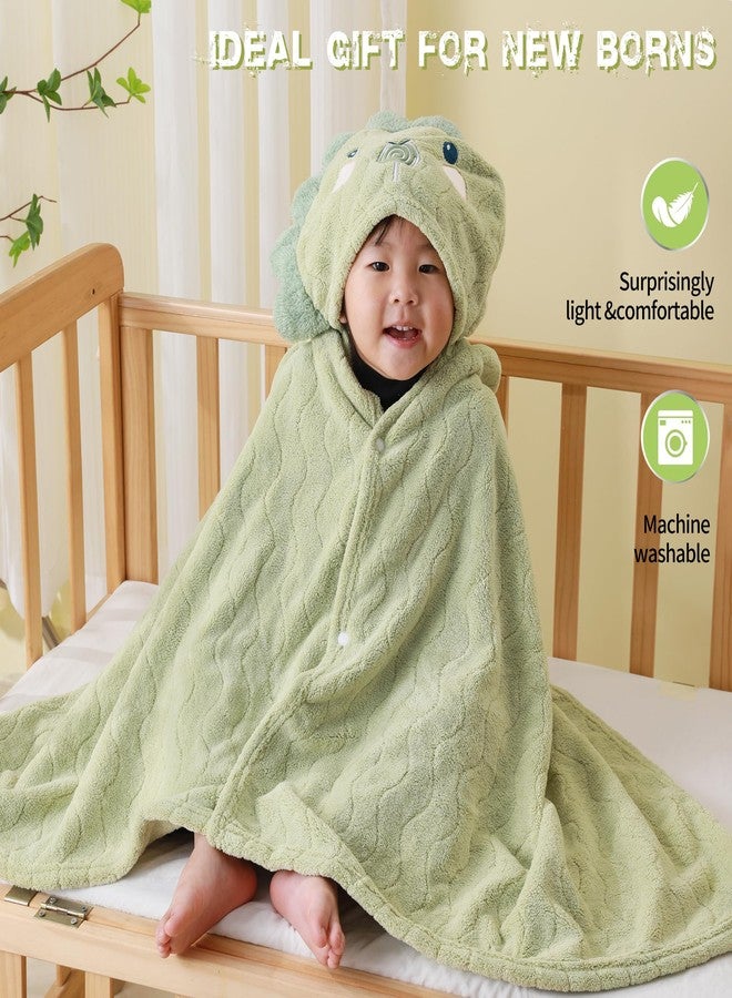 BEFACL Hooded Towel for Kids, 2 Pack Ultra Soft Coral Fleece Kids Bath Towels, Absorbent Toddler Towels with Hood Age 0-10 Years for Infant, Kids - Large 27.5 X 55 inch (Pink Rabbit & Green Dinosaur) - Image 2