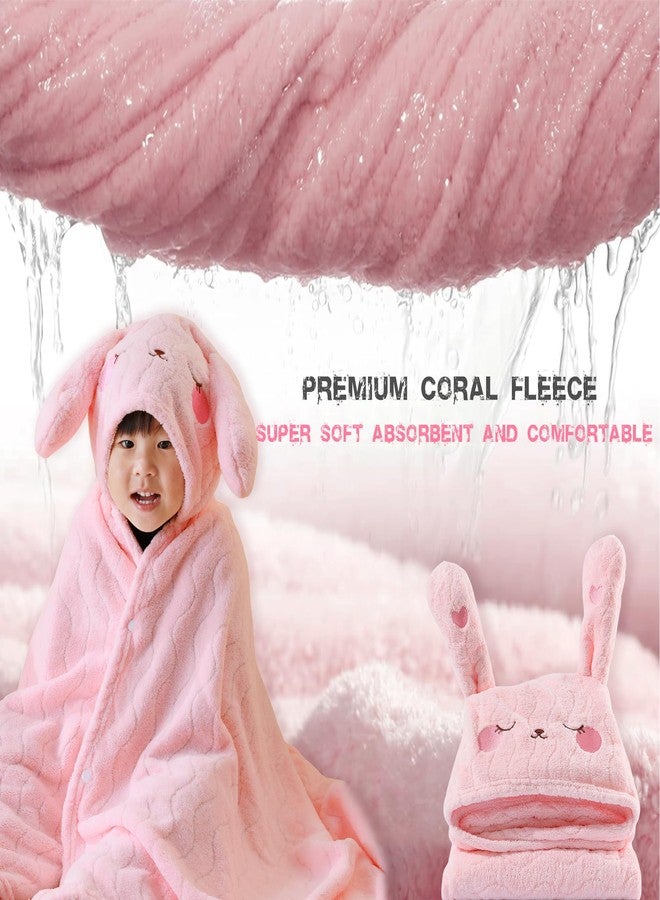 BEFACL Hooded Towel for Kids, 2 Pack Ultra Soft Coral Fleece Kids Bath Towels, Absorbent Toddler Towels with Hood Age 0-10 Years for Infant, Kids - Large 27.5 X 55 inch (Pink Rabbit & Green Dinosaur) - Image 3