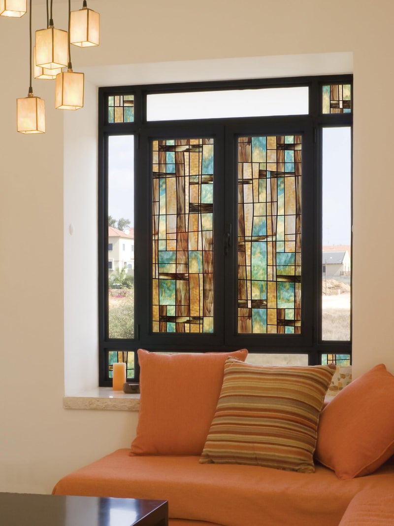 Artscape City Lights  Privacy Window Film with Vibrant Colored Pattern  NonAdhesive  UV Protection  Easy to Apply  Removable  24 x 36 Inches  Made in USA - Image 1