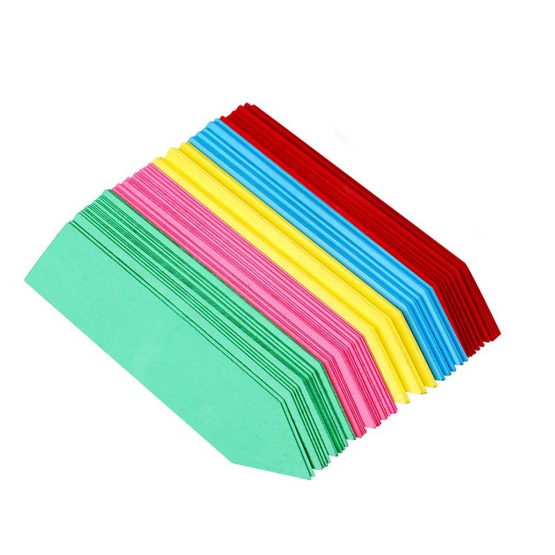 KINGLAKE 100 Pcs 4 Inch Plastic Plant Nursery Garden Labels Pot Marker Garden Stake Tags Multicolored  - Image 1