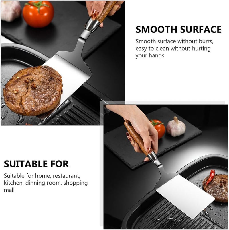 Stainless Steel Teppanyaki Griddle Scraper and Steak Turner Kitchen Spatula for Flat Surface Grill and Pancake Flipper Cooking Utensil - Image 4