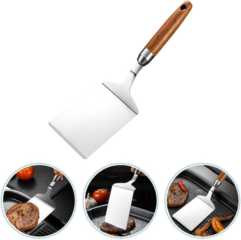Stainless Steel Teppanyaki Griddle Scraper and Steak Turner Kitchen Spatula for Flat Surface Grill and Pancake Flipper Cooking Utensil - Image 3