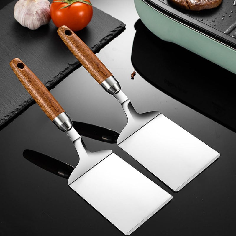 Stainless Steel Teppanyaki Griddle Scraper and Steak Turner Kitchen Spatula for Flat Surface Grill and Pancake Flipper Cooking Utensil - Image 5