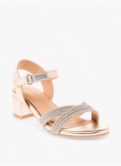 Celeste Girls Embellished Block Heeled Sandals With Hook And Loop Closure Ramadan Collection  - Image 1