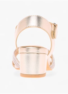 Celeste Girls Embellished Block Heeled Sandals With Hook And Loop Closure Ramadan Collection  - Image 5