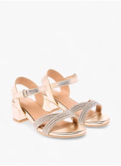 Celeste Girls Embellished Block Heeled Sandals With Hook And Loop Closure Ramadan Collection  - Image 2