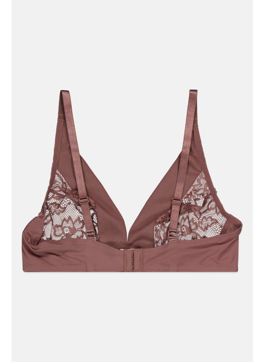 TRIUMPH Women Textured Non-Padded Triangle Bra, Brown  - Image 2
