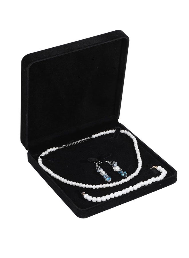 HOOTO Large Velvet Jewelry Set Box, Necklace Earring Ring Bracelet Gift Box Holder, Jewelry Storage Holder for Birthday, Wedding, Valentine's Day, Mother's Day Black 19 x 19 x 4 cm - Image 3