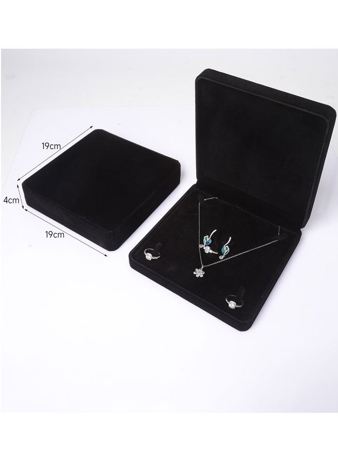 HOOTO Large Velvet Jewelry Set Box, Necklace Earring Ring Bracelet Gift Box Holder, Jewelry Storage Holder for Birthday, Wedding, Valentine's Day, Mother's Day Black 19 x 19 x 4 cm - Image 2