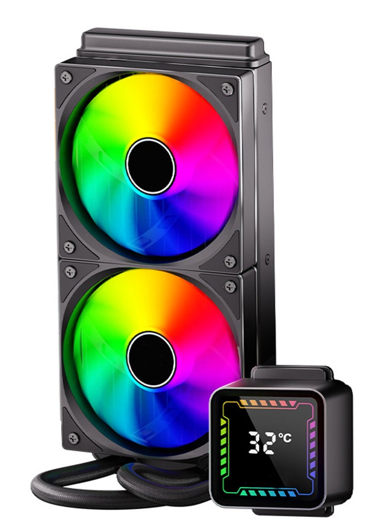 SYXUMLKLS 240 ARGB Liquid Cooler 240mm CPU Liquid Cooler Compatible with Intel LGA 1851/1700 and AMD AM5/AM4, Includes 2 ARGB Fans - Black - Image 1