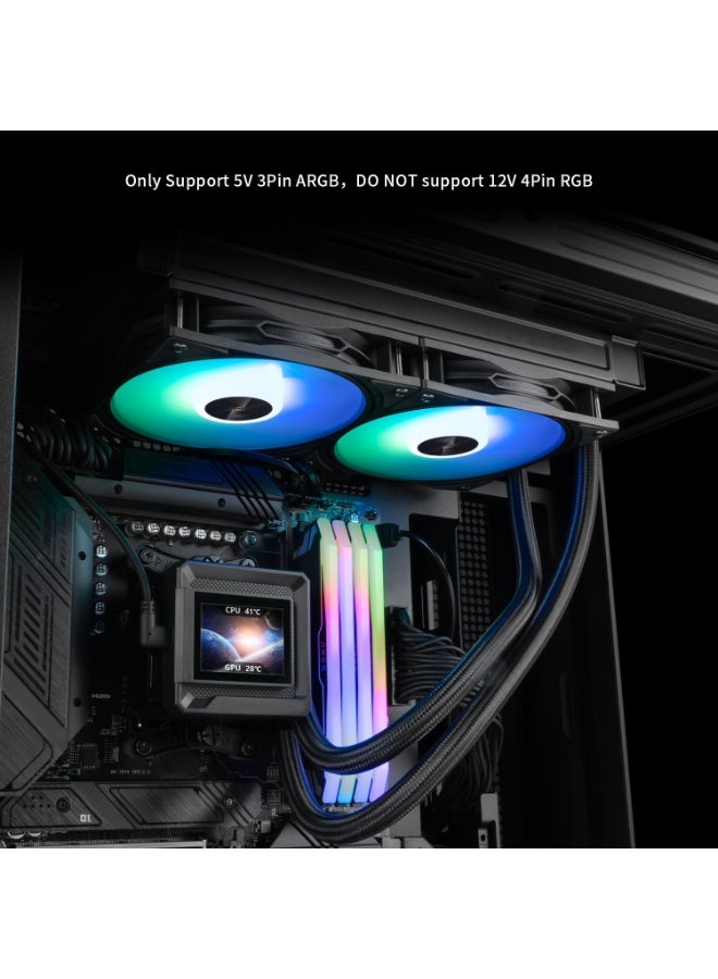 SYXUMLKLS 240 ARGB Liquid Cooler 240mm CPU Liquid Cooler Compatible with Intel LGA 1851/1700 and AMD AM5/AM4, Includes 2 ARGB Fans - Black - Image 4