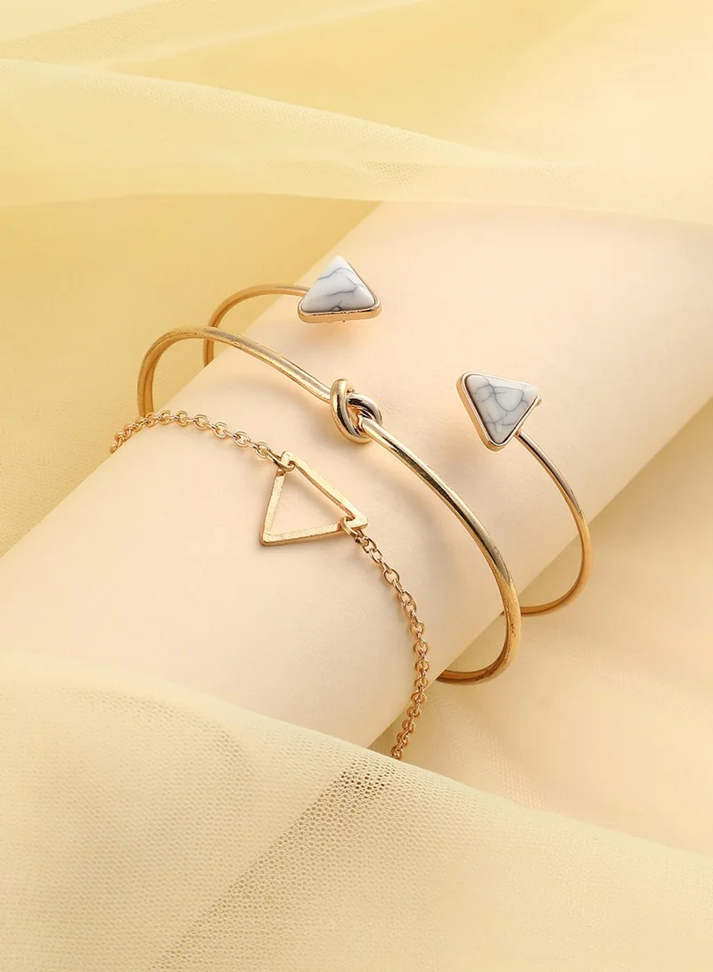 سوهي Traid Set Of 3 Stone Studded Wraparound Artificial Bracelet Jewellery