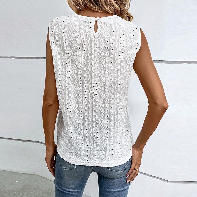Women's Lace Trim Camisole Top Solid Color Sleeveless Strap Vest - Image 4