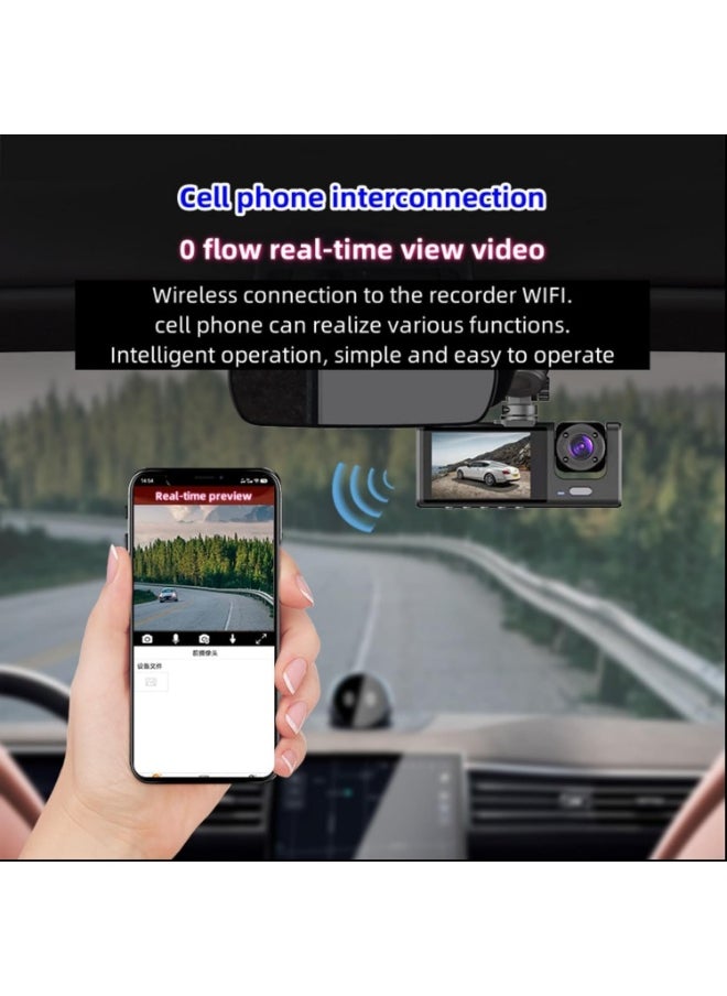 ELTRAZONE 3-Channel 1080P Full HD Dash Cam for Front, Rear & Inside – Includes 32GB Card – Wide Angle Car Camera with Night Vision, Loop Recording, G-Sensor, Motion Detection & 24-Hour Parking Monitor – Ideal for Cars, Taxis, Trucks & Ride-Sharing Vehicles  - Image 3