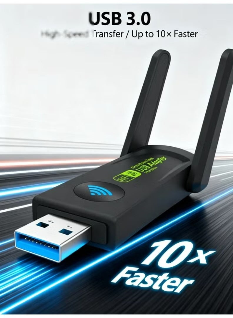 إكس ليفيل 1300Mbps USB WiFi Adapter AC1300  بطاقة شبكة لاسلكية مزدوجة النطاق مع هوائيات طويلة المدى  إنترنت سريع لأجهزة الكمبيوتر المكتبية والكمبيوتر المحمول  ألعاب سلسة وبث وعمل عبر الإنترنت - Image 5