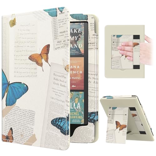 MoKo Case for 7"/6.8" Kindle Paperwhite(12th/11th Gen-2024/2021) and Kindle Colorsoft Signature Edition, Slim PU Shell Cover Case with Auto-Wake/Sleep for Kindle Paperwhite 2024, Vintage Butterfly - Image 1