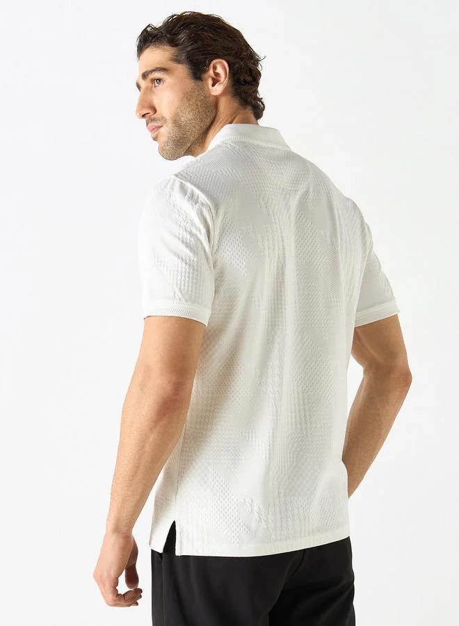 Iconic Iconic Textured Polo T-shirt with Short Sleeves
