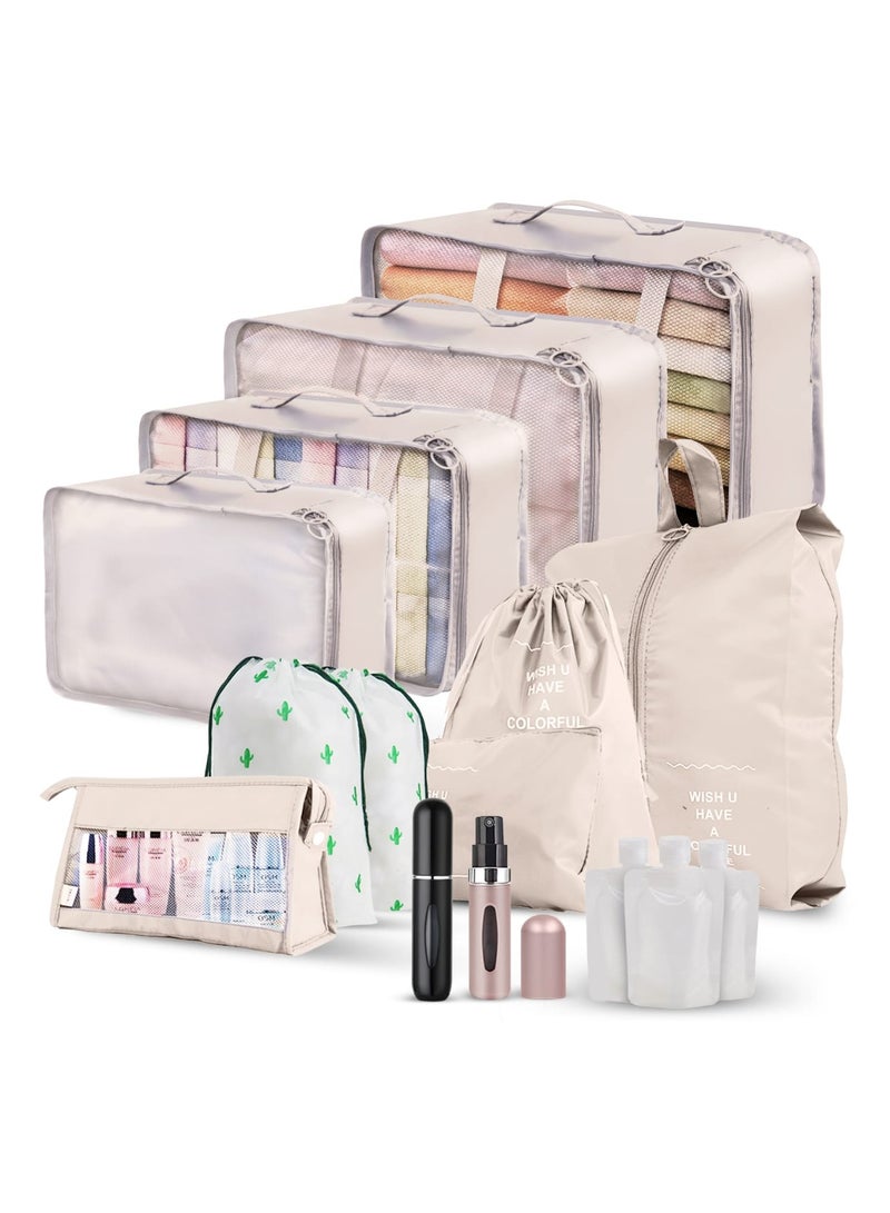 آركشاين ArcShine™️ 15 قطعة من حقائب تنظيم السفر متعددة الاستخدام للأمتعة [يتضمن رذاذ العطور] حقائب تنظيم حقائب السفر المكعبات للملابس والأحذية والإكسسوارات | أساسيات السفر المقاومة للماء - Image 1