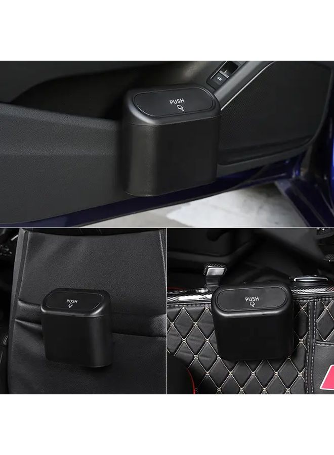 Black Car Door Hanging Trash Bin Leak Proof Compact Lid Side Storage Box - Image 5