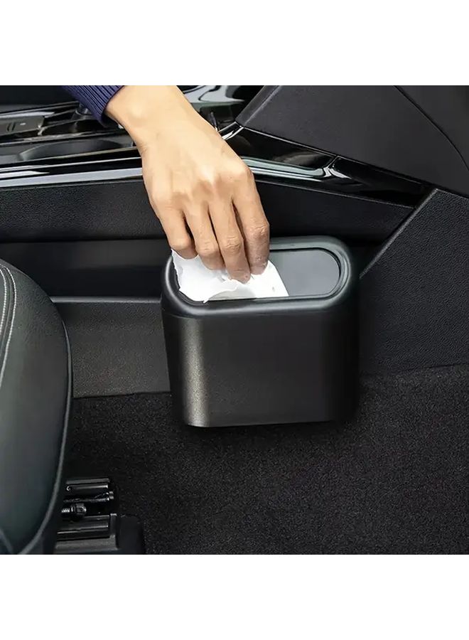 Black Car Door Hanging Trash Bin Leak Proof Compact Lid Side Storage Box - Image 2