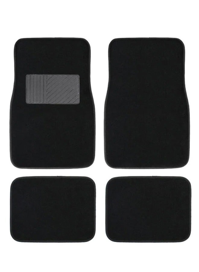 Arabest Car Floor Mat 4-piece Set Carpet Universal Floor Mat Complete Set Car Floor Mat Four Seasons Universal Foot Mat Suitable for Cars, SUVs, Trucks Interior Mat with Safety Heel Mat - Black  - Image 1