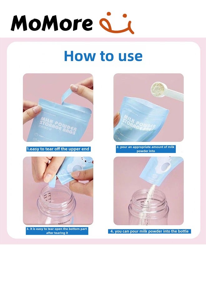 Momore 60 Piece Baby Milk Powder Storage Portable And Disposable Bags With 2 Marking Pen, Blue - Image 2