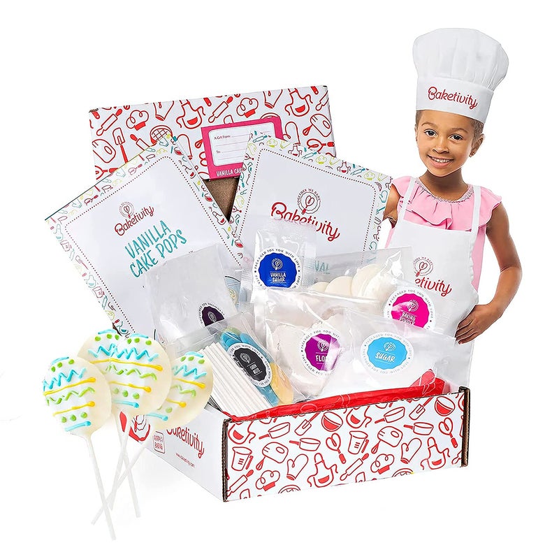 BAKETIVITY Kids Baking DIY Activity Kit - Bake Delicious Vanilla Cake Pops with Pre-Measured Ingredients - Best Gift Idea for Boys and Girls Ages 6-12 - Image 1