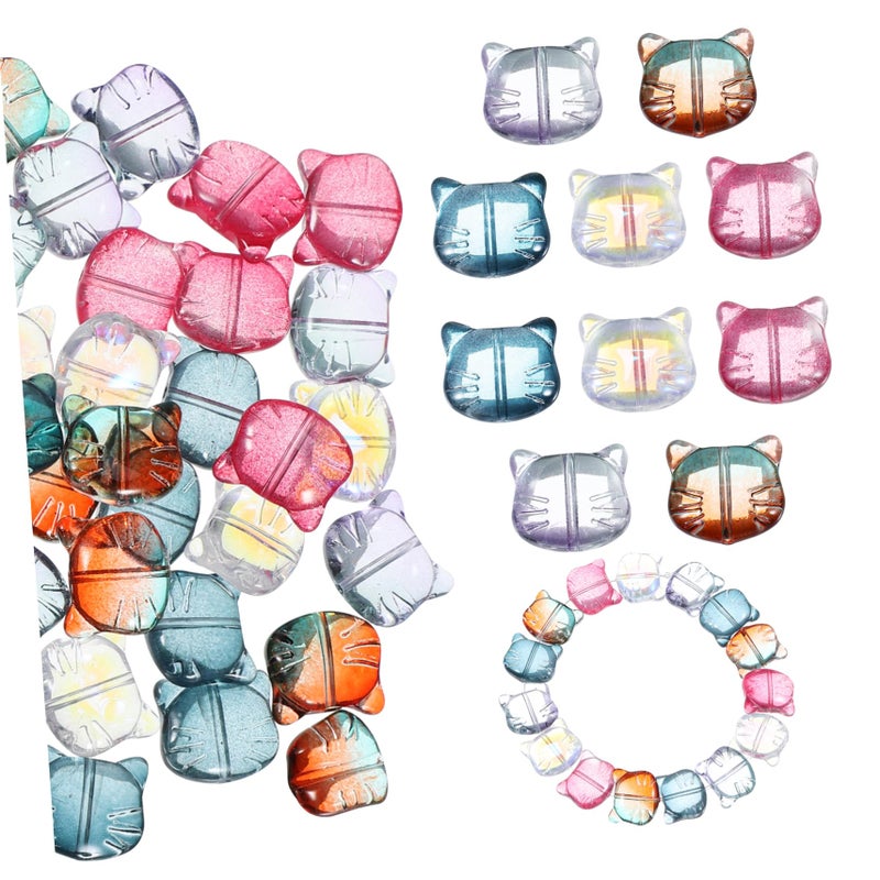 50pcs Cute Cat Spacer Beads for DIY Jewelry Making Glass Beads for Bracelets Animal Charms - Image 2