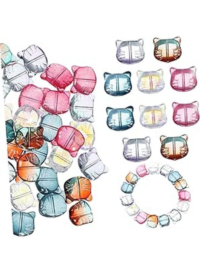 50pcs Cute Cat Spacer Beads for DIY Jewelry Making Glass Beads for Bracelets Animal Charms - Image 1