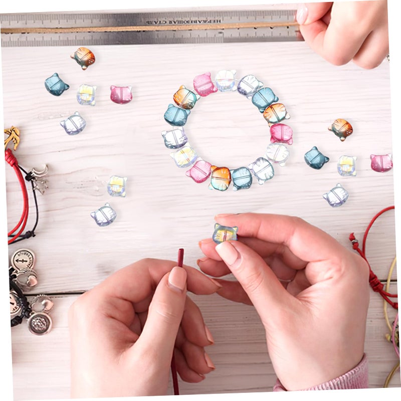 50pcs Cute Cat Spacer Beads for DIY Jewelry Making Glass Beads for Bracelets Animal Charms - Image 5