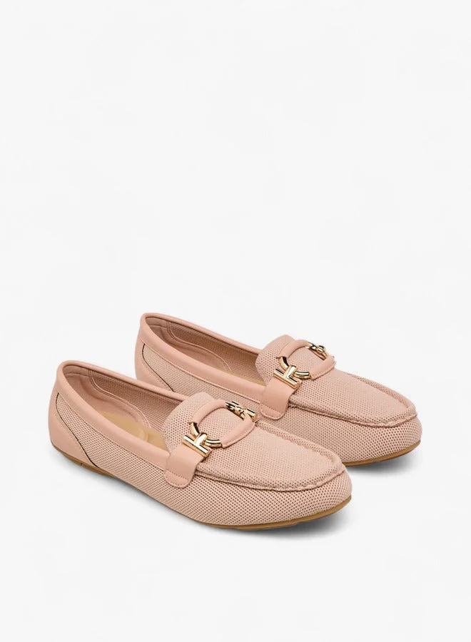 Le Confort Women Textured Slip-On Comfort Loafers with Metal Trim