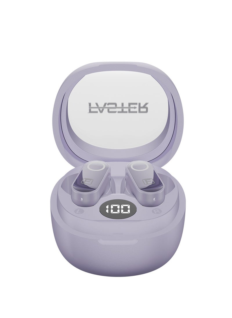 Faster Mystic Wireless Earbuds, Bluetooth 5.3 Earphones, 4Hrs Playback Ear Buds Premium Deep Bass Ear phones Stylish Charging Case- Digital Display, Touch Control Headphones for iOS Android Workout- Stylish Charging Case Premium Deep Bass Wireless Earphone (Purple)  - Image 1