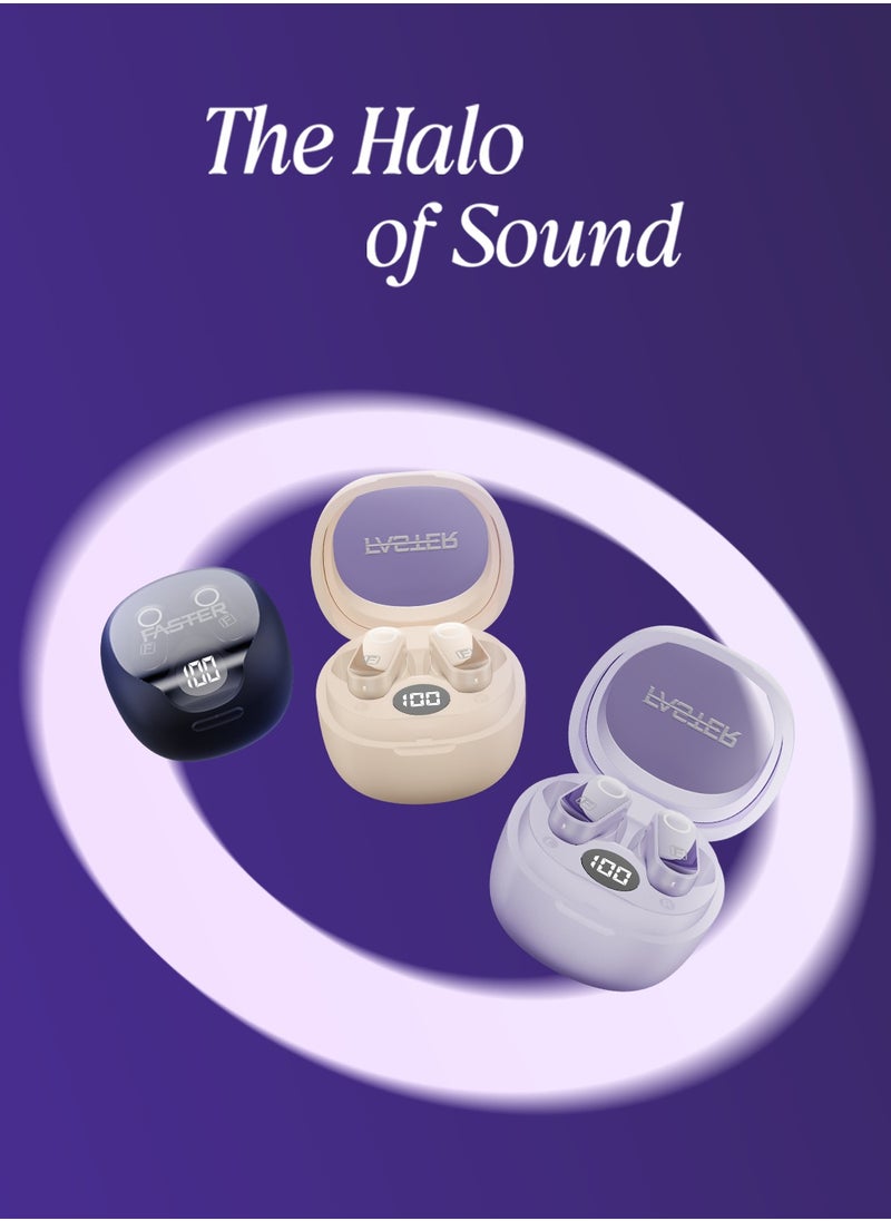 Faster Mystic Wireless Earbuds, Bluetooth 5.3 Earphones, 4Hrs Playback Ear Buds Premium Deep Bass Ear phones Stylish Charging Case- Digital Display, Touch Control Headphones for iOS Android Workout- Stylish Charging Case Premium Deep Bass Wireless Earphone (Purple)  - Image 5