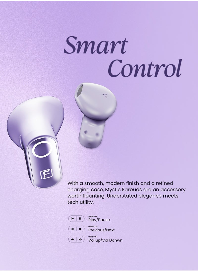 Faster Mystic Wireless Earbuds, Bluetooth 5.3 Earphones, 4Hrs Playback Ear Buds Premium Deep Bass Ear phones Stylish Charging Case- Digital Display, Touch Control Headphones for iOS Android Workout- Stylish Charging Case Premium Deep Bass Wireless Earphone (Purple)  - Image 2