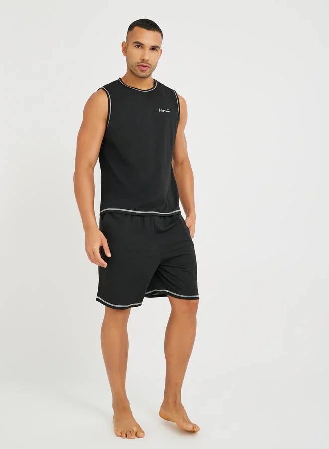 Styli Styli Minimal Print Tank Top and Shorts Set