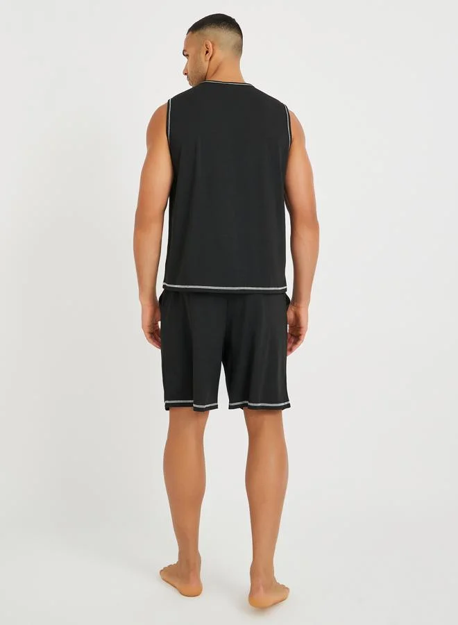Styli Styli Minimal Print Tank Top and Shorts Set