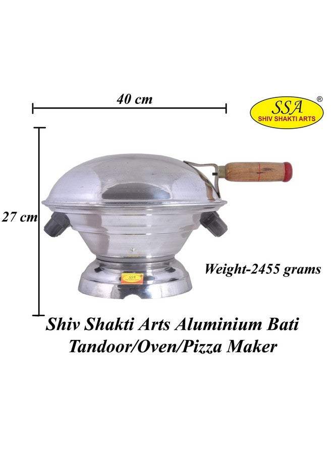 SHIV SHAKTI ARTS شيف شاكتي آرتس® فرن متعدد الاستخدامات من الألمنيوم | غاز تندور | شواية باربكيو / باتي / صانع بيتزا تندور لصنع باتي (فرن غاز، جالي، شيمتا، مقبض خشبي) - Image 2