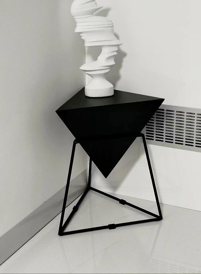 Raffine طاولة جانبية صغيرة بتصميم هندسي حديث متعددة الاستخدامات 1 قطعة مقاومة للعوامل الجوية مناسبة للاستخدام الداخلي والخارجي لغرفة المعيشة وغرفة النوم والفناء 46x55 سم (مجموعة كاملة) - Image 2