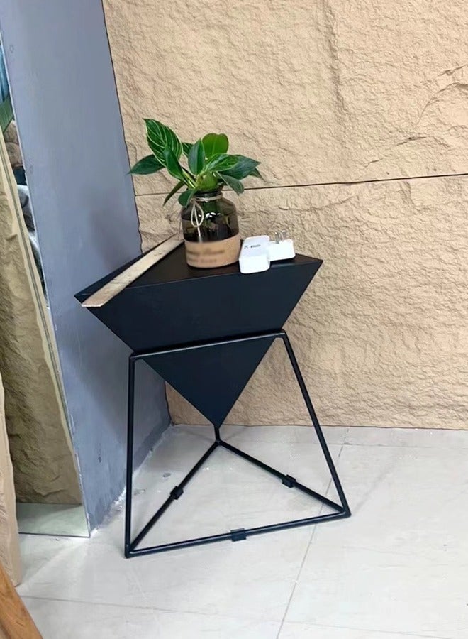 Raffine طاولة جانبية صغيرة بتصميم هندسي حديث متعددة الاستخدامات 1 قطعة مقاومة للعوامل الجوية مناسبة للاستخدام الداخلي والخارجي لغرفة المعيشة وغرفة النوم والفناء 46x55 سم (مجموعة كاملة) - Image 3